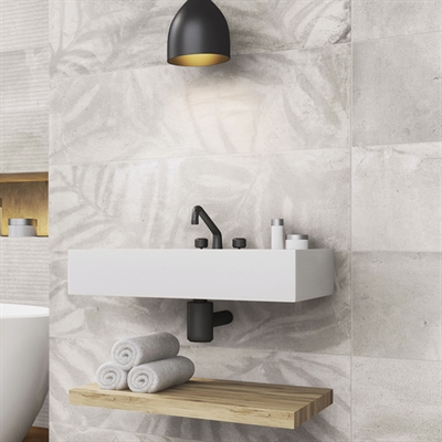 BETON WALL DECORO LEAVES WHITE 30X90X1 RETT SC1 201